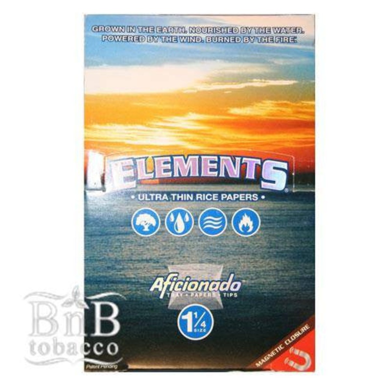 Elements Ultra Thin Artesano Rice Papers 1 1/4″, Tray, Tips Box of 15 Packs