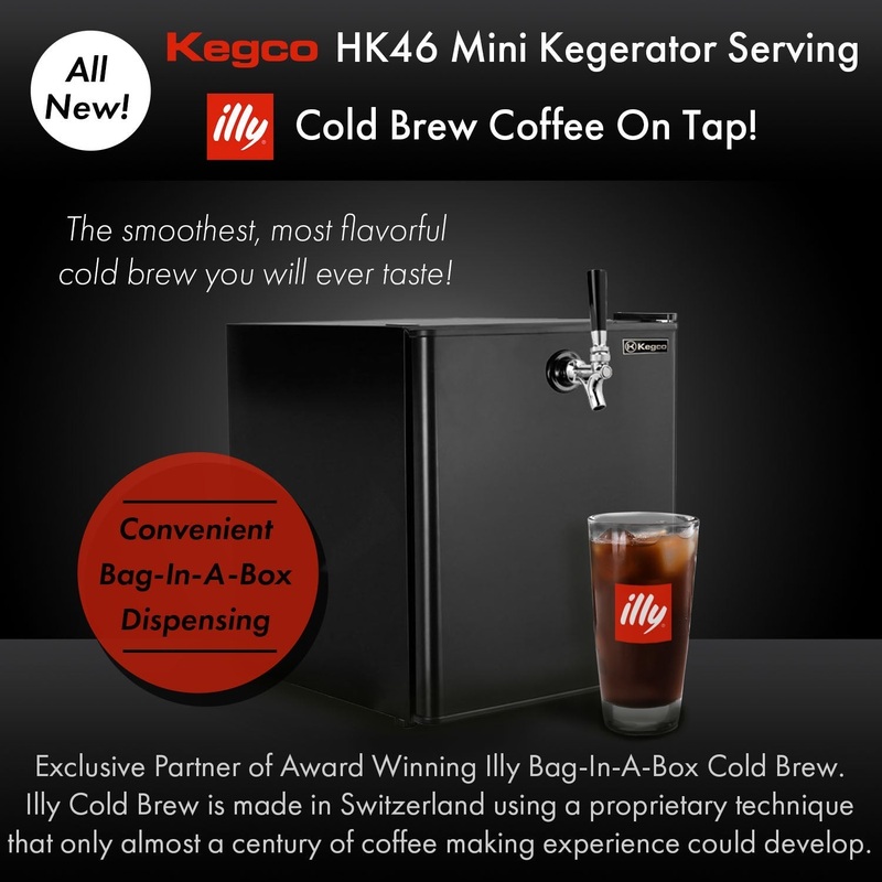 17″ Wide Illy-bag-in-a-box Cold Brew Coffee Single Tap Black Mini Kegerator