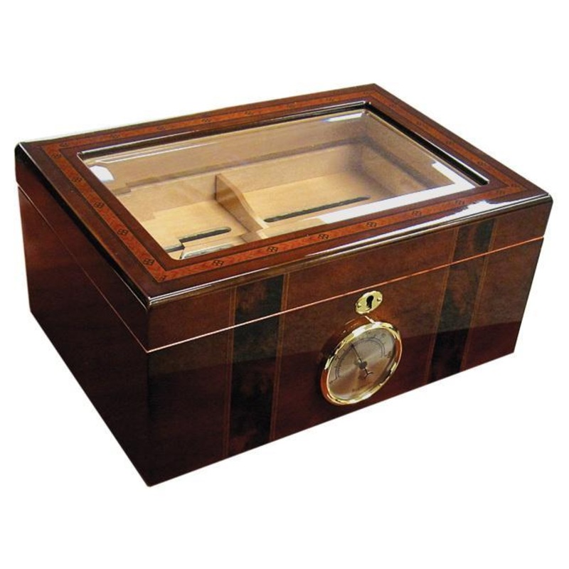 The Ambassador Beveled Glass Top Humidor by Prestige Import Group – 100 Cigar ct