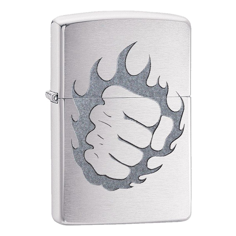 Zippo Fist & Fire Brushed Chrome Lighter