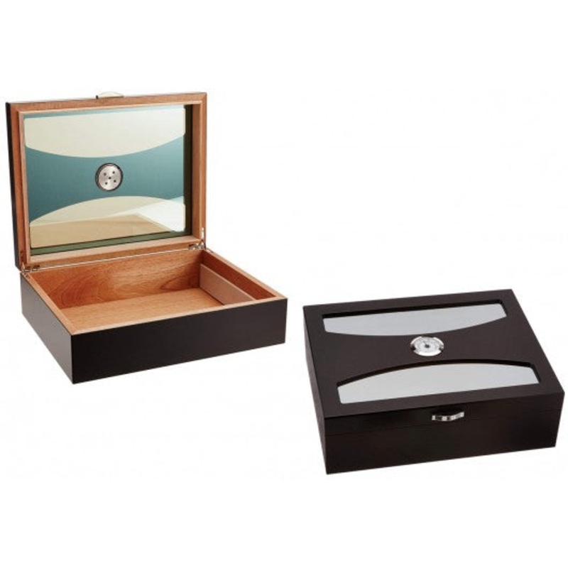 The Delano Black Humidor with UV Glass by Prestige Import Group – 100 Cigar ct