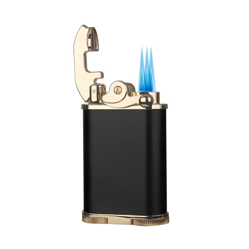 Visol Retro Triple Flame Cigar Lighter – Black & Gold