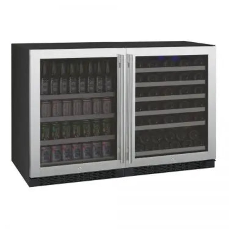 Allavino 47″ Wide FlexCount II Series 56 Bottle/154 Can Dual Zone Stainless Steel Side-by-Side Wine Refrigerator/Beverage Center