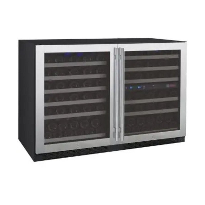 Allavino 47″ Wide FlexCount II Tru-Vino 112 Bottle Three Zone Stainless Steel Side-by-Side Wine Refrigerator