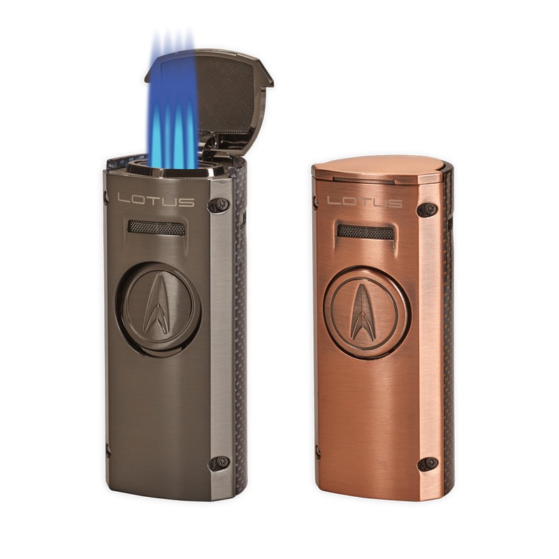 Lotus Minister Quad Flame Table Top Torch Lighter Gunmetal & Carbon Fiber