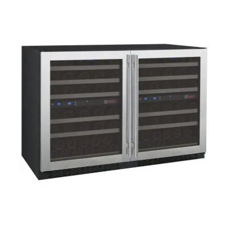 Allavino 47″ Wide FlexCount II Tru-Vino 112 Bottle Four Zone Stainless Steel Side-by-Side Wine Refrigerator