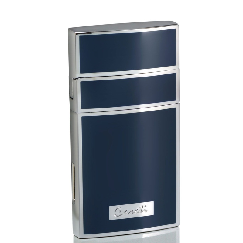 Caseti Troy Blue Lacquer Single Torch Flame Cigar Lighter