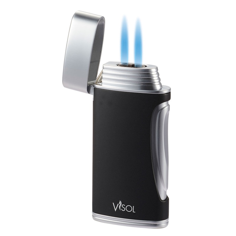 Visol Duomatt Matte Black Double Flame Cigar Lighter