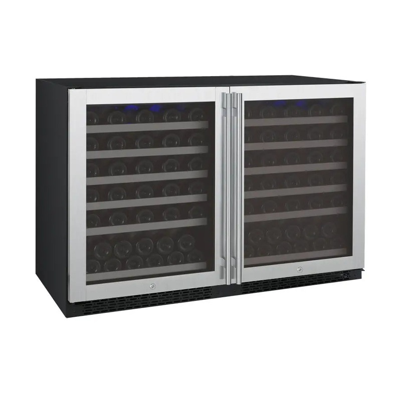 Allavino 47″ Wide FlexCount II Tru-Vino 112 Bottle Dual-Zone Stainless Steel Side-by-Side Wine Refrigerator