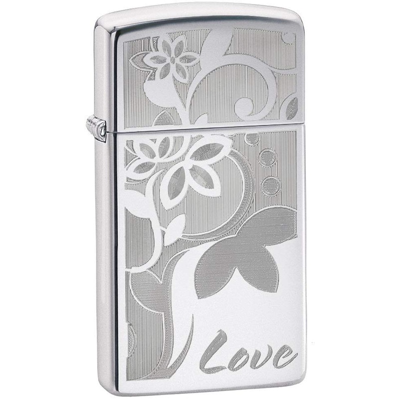 Zippo Lighter – Slim Love and Flowers