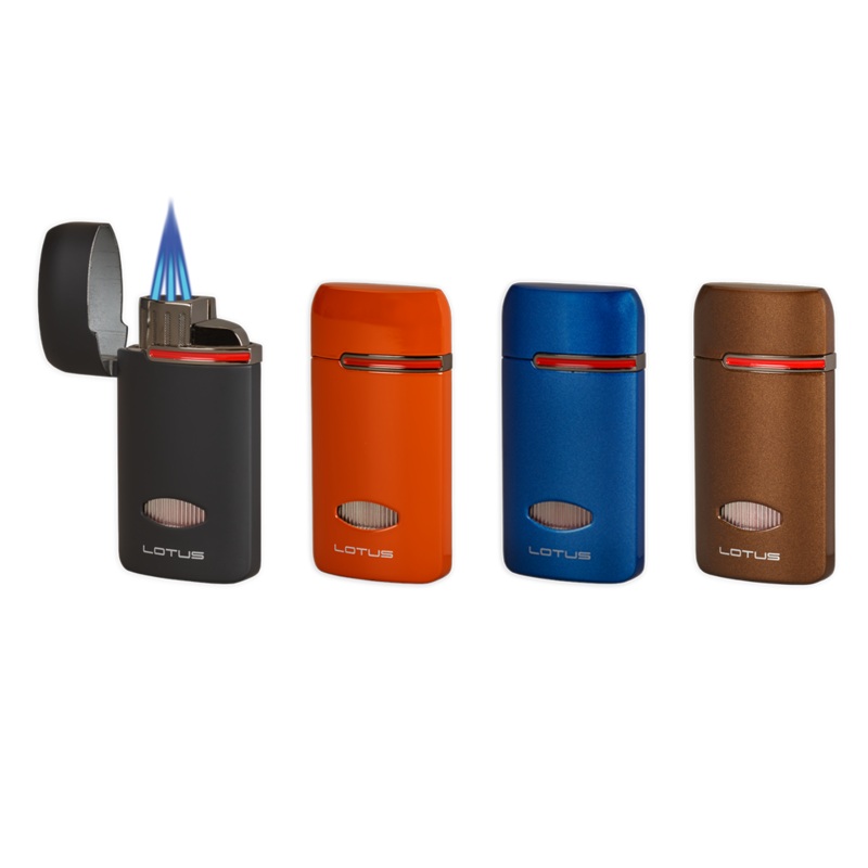 Lotus Lighter L76 Matrix Triple Jet Lighter with Cigar Punch Matte Black