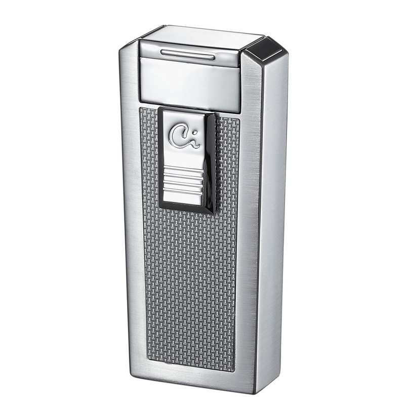 Caseti Tripolis White Carbon Fiber Triple Torch Flame Cigar Lighter