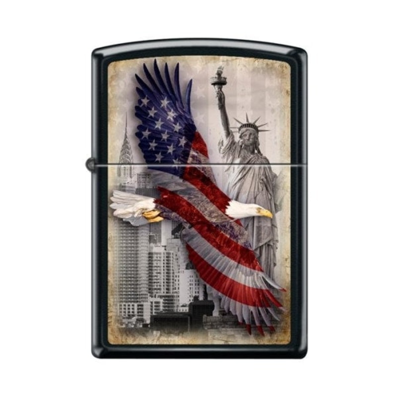 Zippo Lighter – Soaring Eagle And Statue Of Liberty