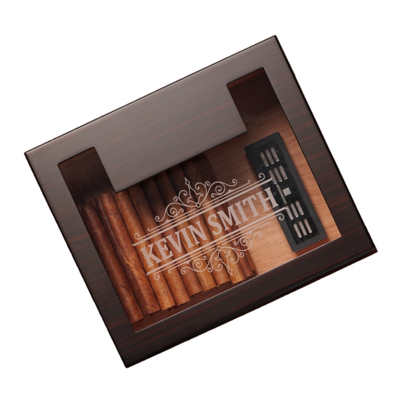 Woodronic Mantle Customized Cigar Humidor, 30-50 CT, Ebony Finish A5033