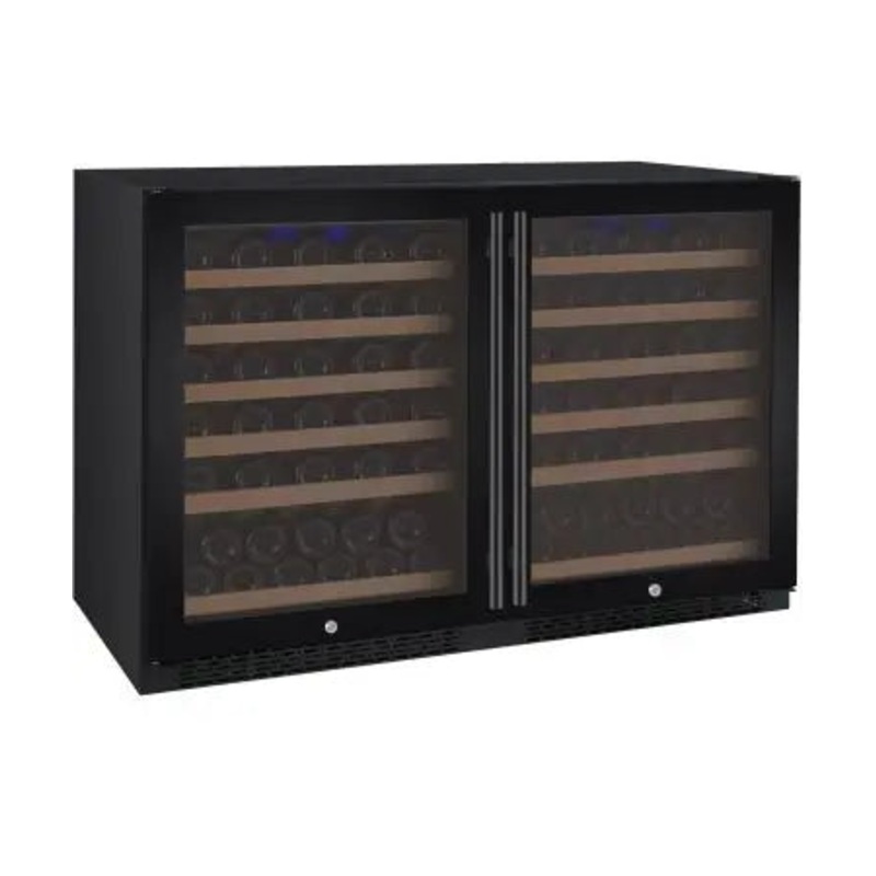 Allavino 47″ Wide FlexCount II Tru-Vino 112 Bottle Dual Zone Black Side-by-Side Wine Refrigerator