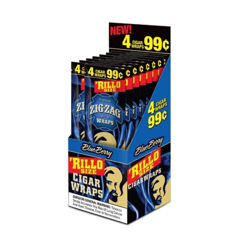 Zig Zag Blueberry Rillo Size Blunt Wraps Blueberry 15 Packs of 4