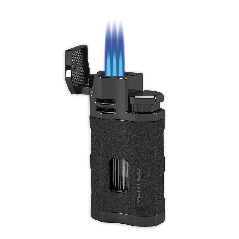 Lotus Envoy Triple Torch Flame Lighter Crackle black & black