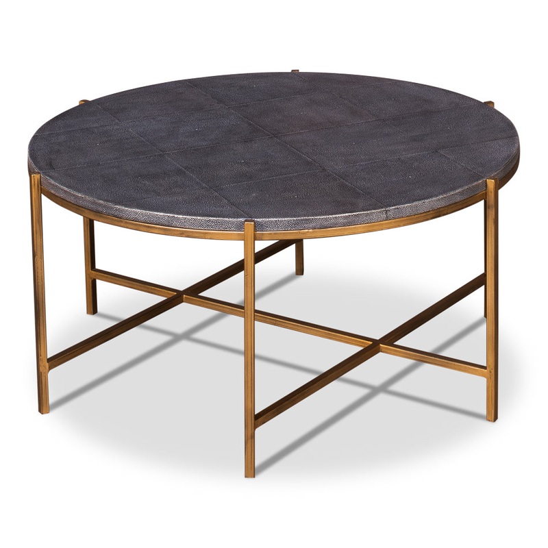 Grey Shagreen Coffee Table by Sarreid