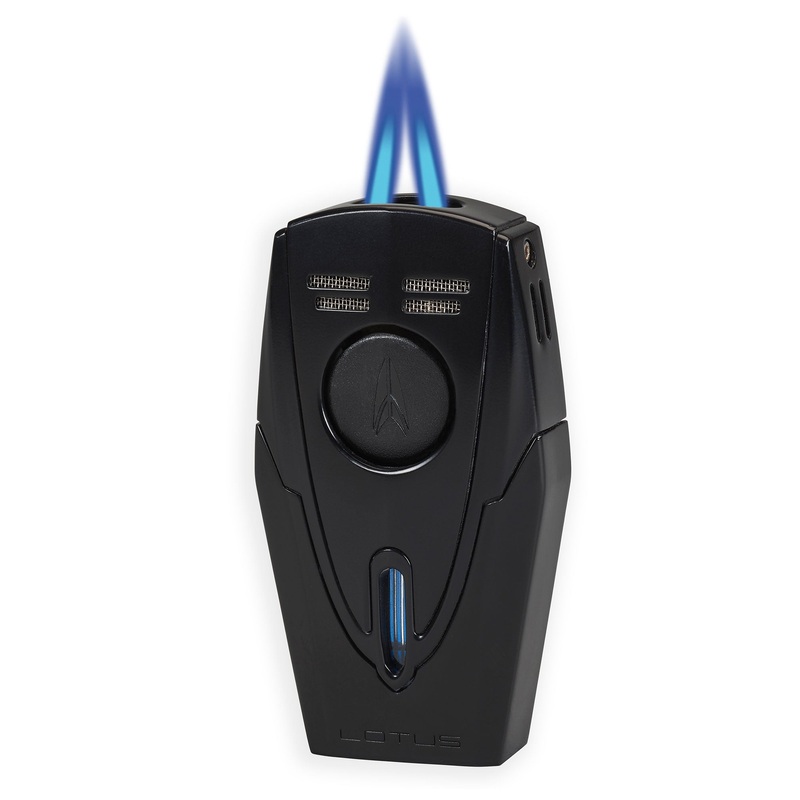 Lotus Fury Twin Pinpoint Lighter with Cigar Punch Black matte
