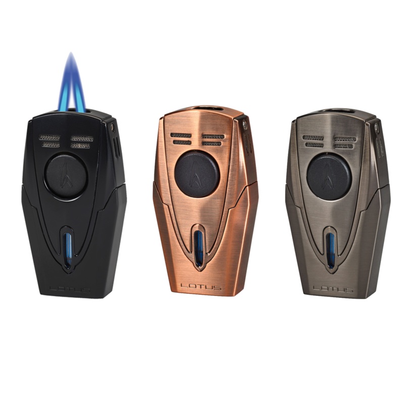 Lotus Fury Twin Point Flame Lighter w/ Punch Black Matte