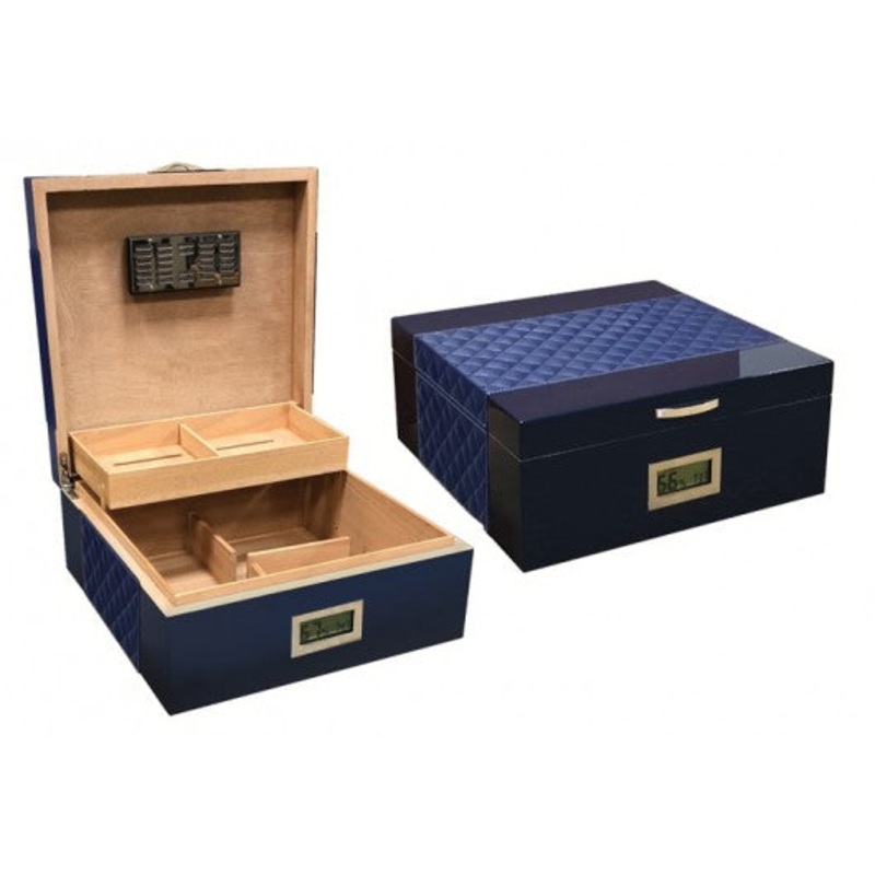 The Hampton Blue Desktop Humidor by Prestige Imports – 200 Cigar ct.
