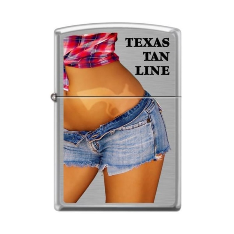 Zippo Lighter – Texas Tan Line Brushed Chrome