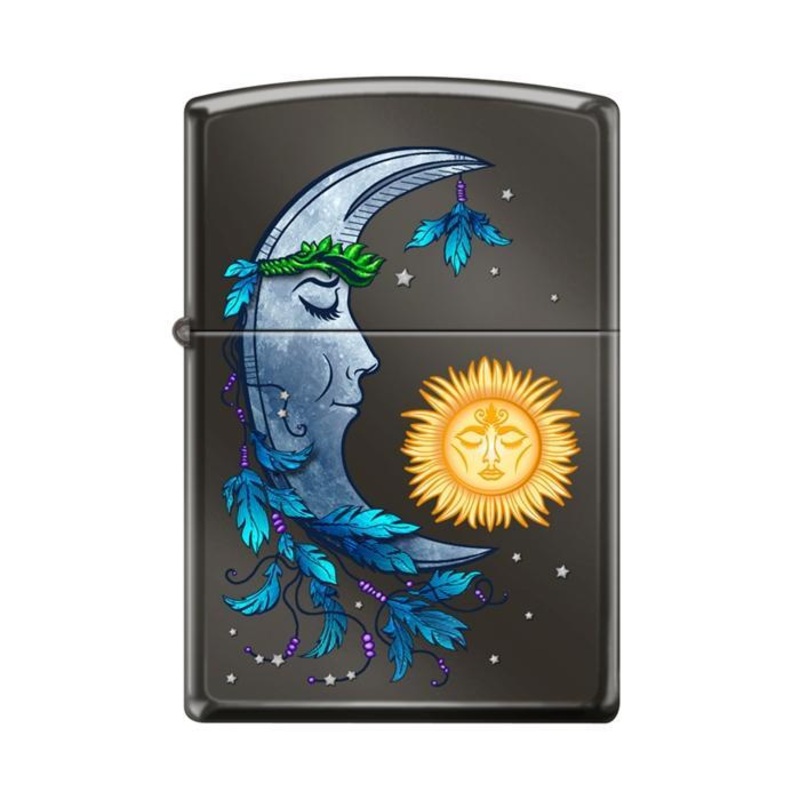 Zippo Lighter – Sun And Moon Black Ice