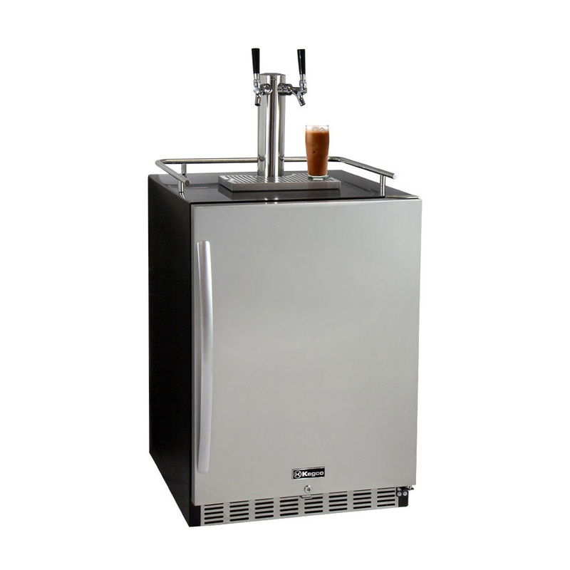 24″ Wide Cold Brew Coffee Dual Tap Black Commercial Built-in Right Hinge Kegerator