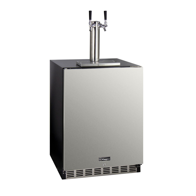 24″ WIDE DUAL TAP STAINLESS STEEL BUILTIN LEFT HINGE ADA KEGERATOR WITH KIT