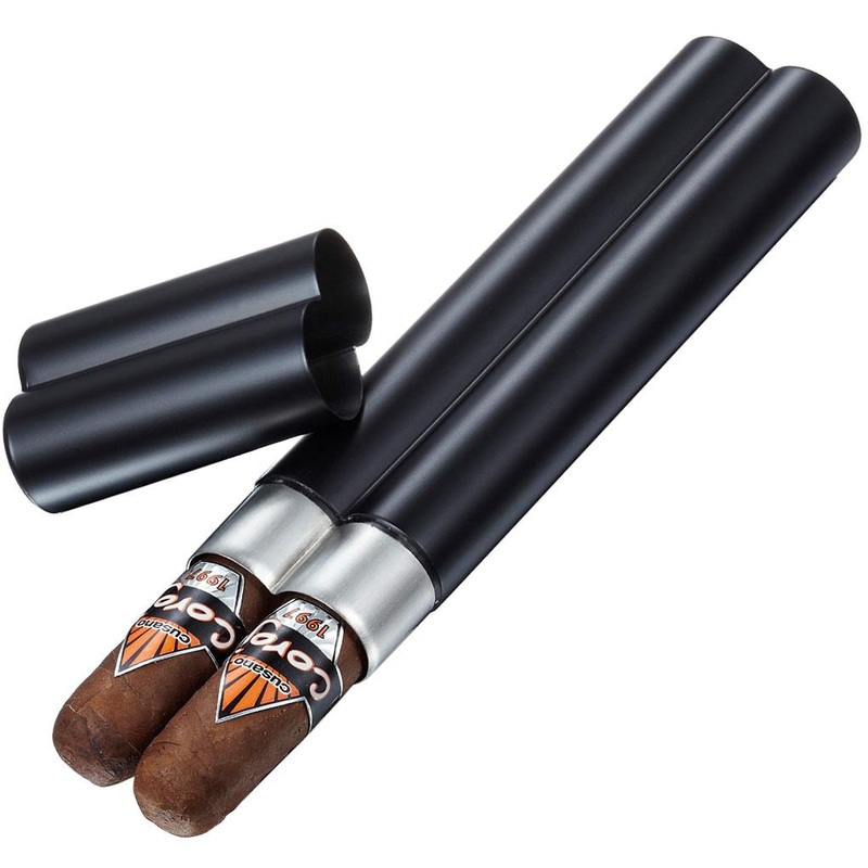 Bacuit Metal Cigar Tube | 2 Cigars Matte Black