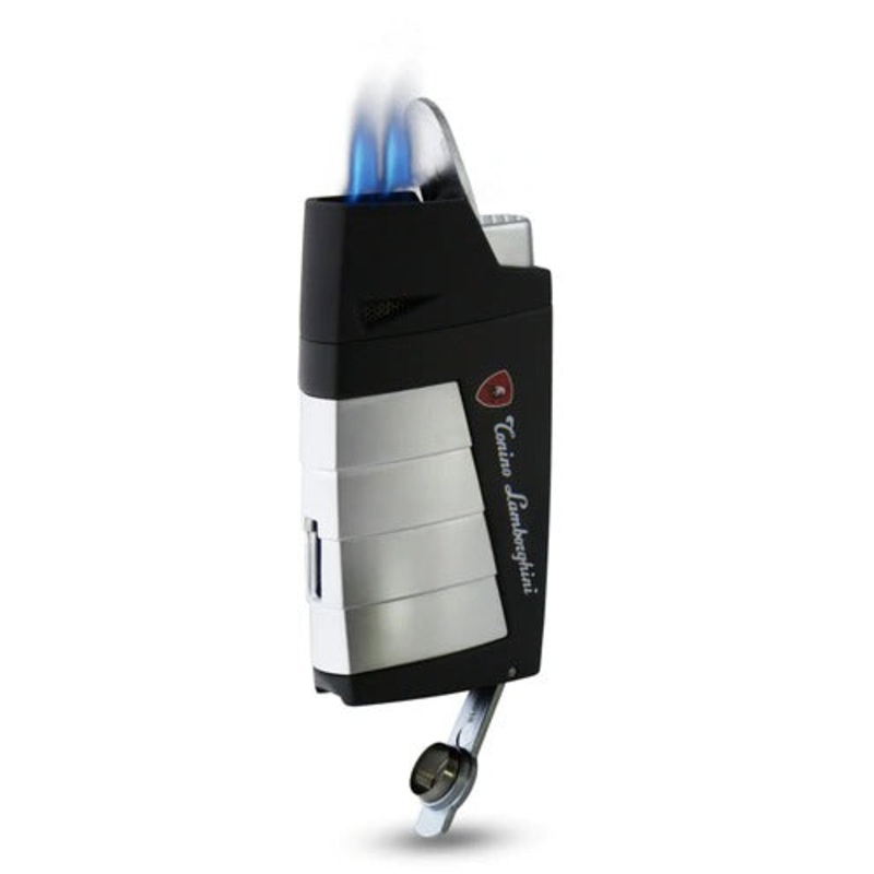 Tonino Lamborghini Duo Twin Jet Torch Flame Cigar Lighter – Black With Chrome