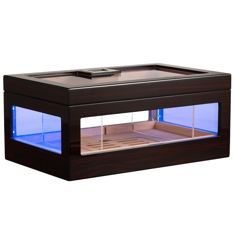 Woodronic Inlumino Cigar Humidor, 100-120 CT, Ebony Finish A5051