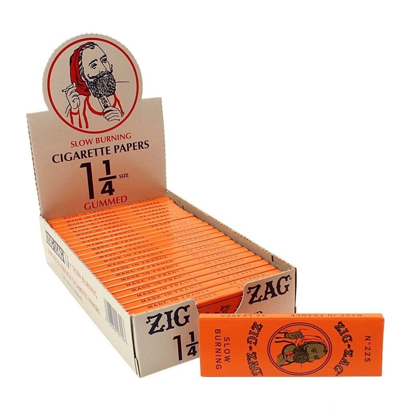 Zig Zag Imported French (Orange) Slow Burning Gummed Rolling Papers 1 1/4″ Box of 24