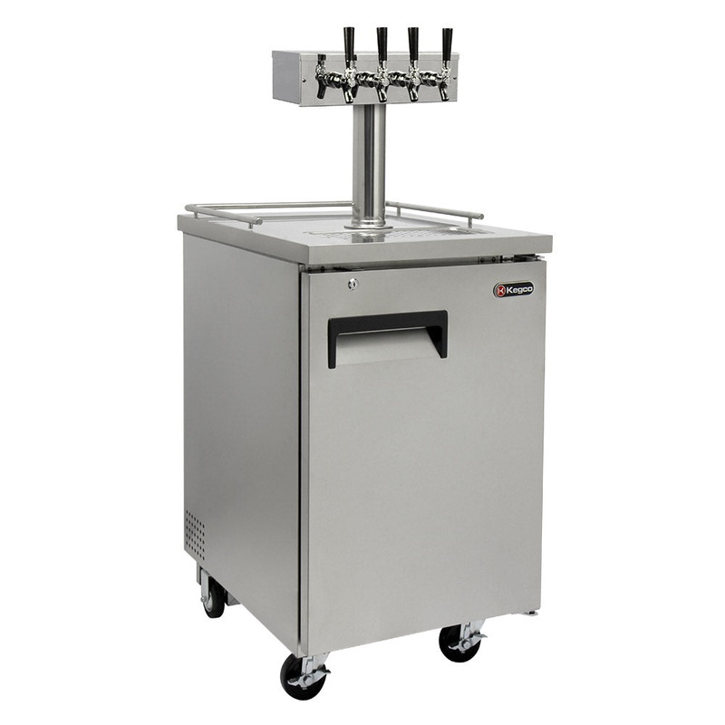 24″ Wide Homebrew Four Tap All Stainless Steel Commercial Kegerator With Keg