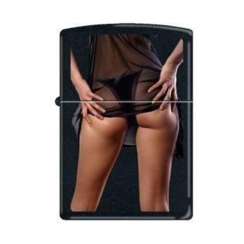 Zippo Lighter – Sexy Girl with Black Panties Black Matte