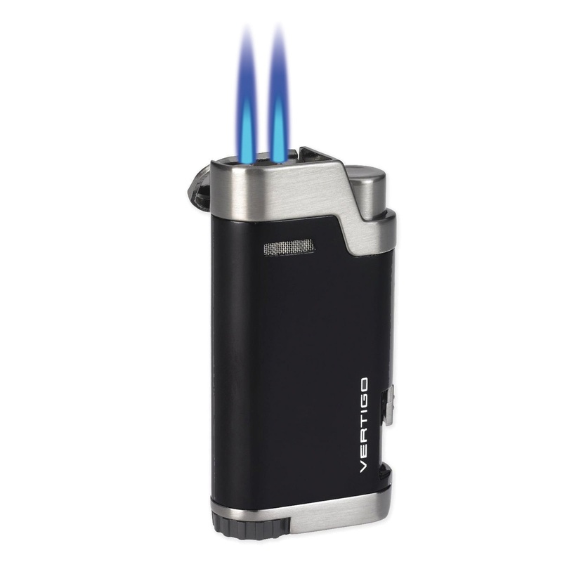 Lotus Bullet Vertigo Double Torch Flame Lighter Matte Black & brushed gunmetal