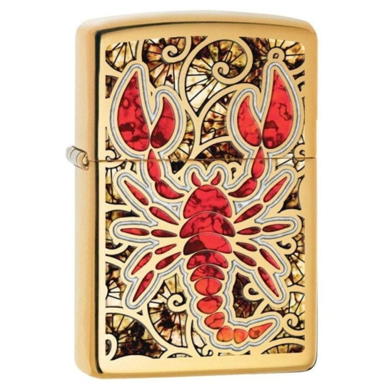 Zippo Lighter – Scorpion Shell High Polish Brass