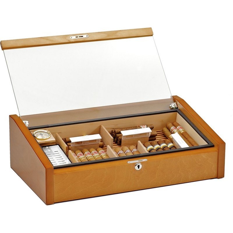 Adorini Vega Deluxe Glass Top Humidor Mahogany