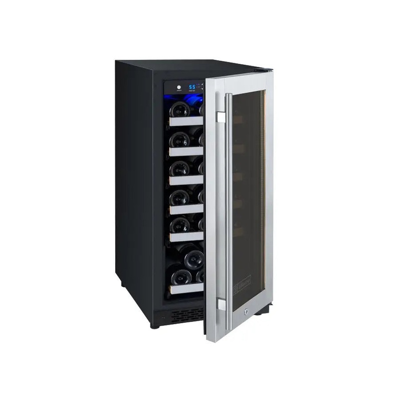 Allavino 15″ Wide FlexCount II Tru-Vino 30 Bottle Single Zone Stainless Steel Right Hinge Wine Refrigerator