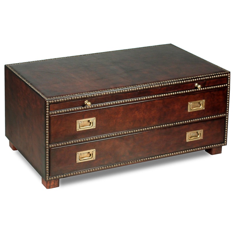 Gentleman’s Fine Leather Chest/Low Table by Sarreid