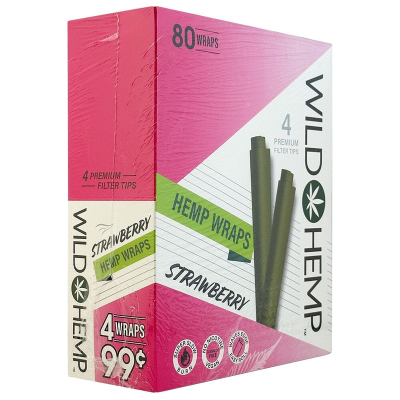 Wild Hemp Strawberry Hemp Wraps Strawberry 20 Packs of 4
