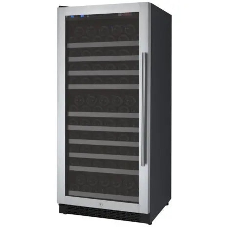 Allavino 24″ Wide FlexCount II Tru-Vino 128 Bottle Single Zone Stainless Steel Left Hinge Wine Refrigerator