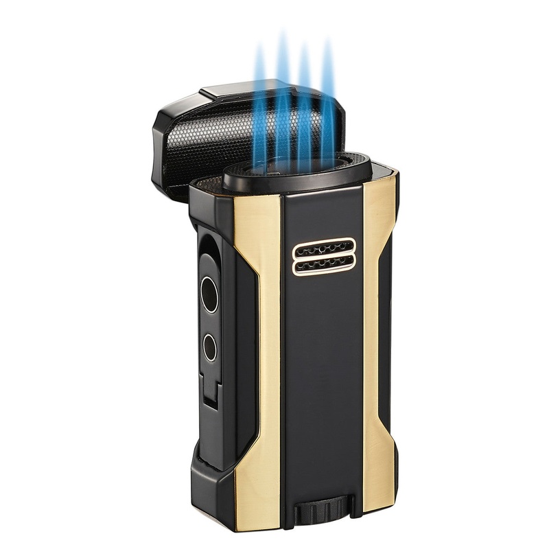 Visol Rhino 2.0 Black & Gold Quad Flame Cigar Lighter