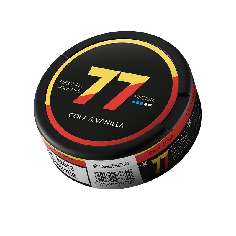 77 Nicotine Pouches Cola Vanilla 10mg – 5 Pack
