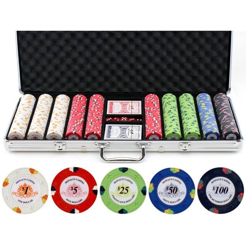 13.5g 500pc Monaco Casino Clay Poker Chips Set