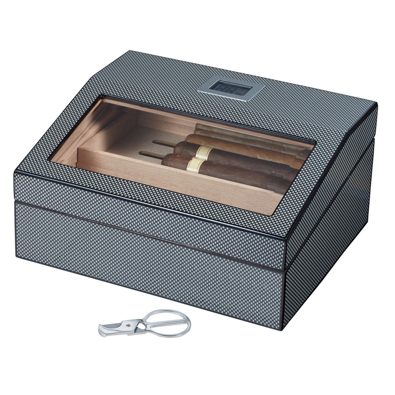 Visol Darnell Polished Carbon Fiber Pattern Humidor