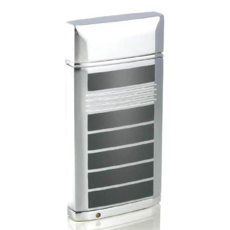 Caseti Flamei Single Jet Flame Cigar Lighter – Polished Chrome & Gray Lacquer