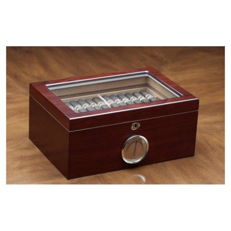The Berkeley Humidor with Glass Top by Prestige Import Group – 100 Cigar ct