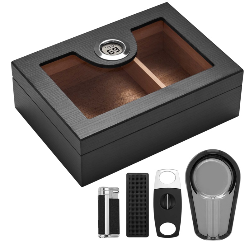 Woodronic Cinorow Cigar Humidor, 25-50 CT, Handscraped Grain 25 Cigars