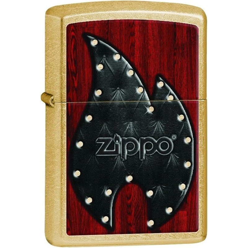 Zippo Leather Flame Gold Dust Lighter